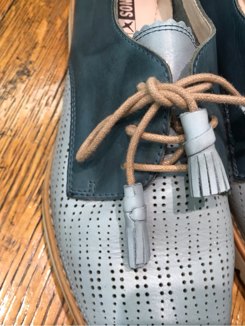 PIKOLINOS Two-Tone Blue Perforated Leather Lace-Up Oxfords - Picture 2 of 5